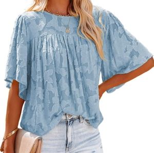 Dokotoo Womens 3/4 Bell Sleeve Blouse Summer Top